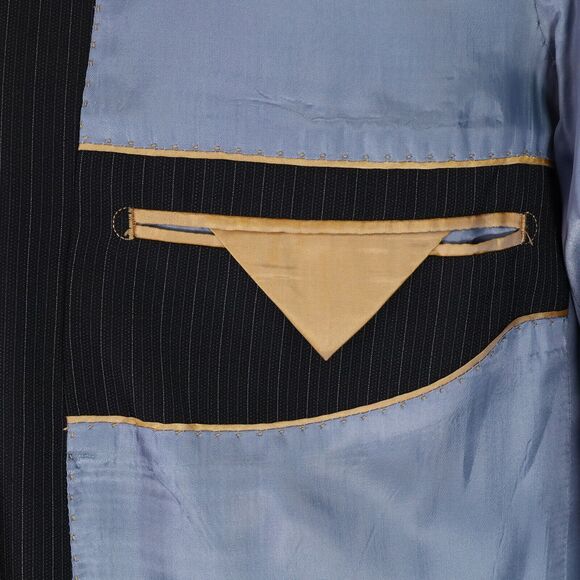 Ungaro Homme Sport Coat Mens 42R Wool Black Pinstripe Jacket Blazer 3 Button - Picture 10 of 13